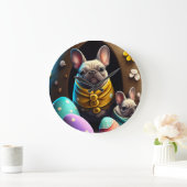 イースターエッグで愛らしいパグフェスティバルと可愛い ラージ壁時計 (ホーム)