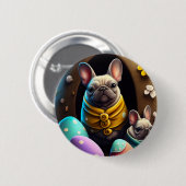 イースターエッグで愛らしいパグフェスティバルと可愛い 缶バッジ (正面&裏面)