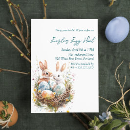 イースターエッグとウサギの鳥の巣 イースターエッグハント 招待状