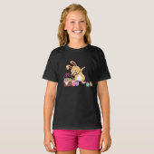 イースターエッグとキュートなイースターダビングバニーウサギ Tシャツ (正面フル)