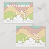 イースターエッグとシックパステルフローラ自然 プレイスカード (正面/裏面)