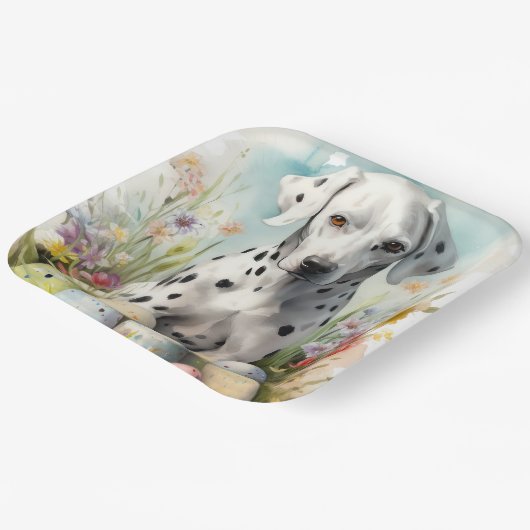 イースターエッグとダルマチア ペーパープレート (傾斜あり)