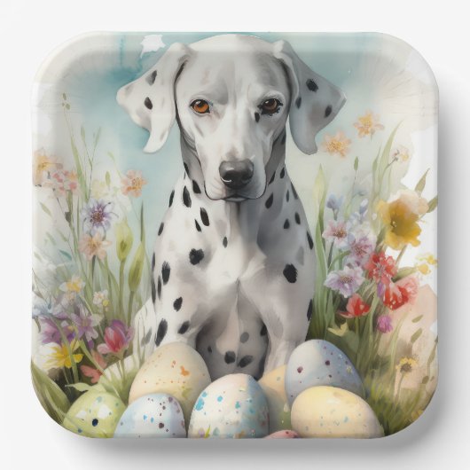 イースターエッグとダルマチア ペーパープレート (正面)