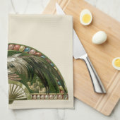 イースターエッグとニワトリ、ヴィンテージアールヌーボー キッチンタオル (四つ折り)