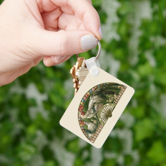 イースターエッグとニワトリ、ヴィンテージアールヌーボー キーホルダー (手)