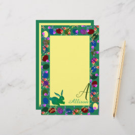 イースターエッグとバニーモノグラム 便箋