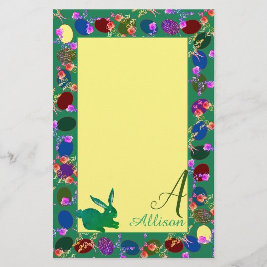 イースターエッグとバニーモノグラム 便箋 (正面)