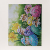 イースターエッグとフィールドネズミウォーターカラーアート ジグソーパズル (縦)