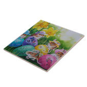 イースターエッグとフィールドネズミウォーターカラーアート タイル (側面)