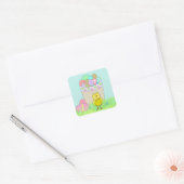 イースターエッグとベビーシック スクエアシール (封筒)