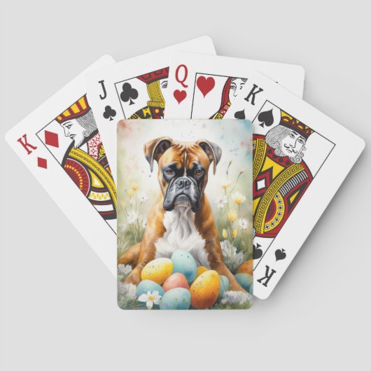 イースターエッグとボクサー犬のイースターホリデー トランプ (裏面)