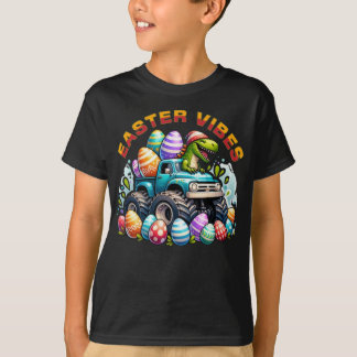 イースターエッグとモンスタートラックのイースタービーブスディノ Tシャツ