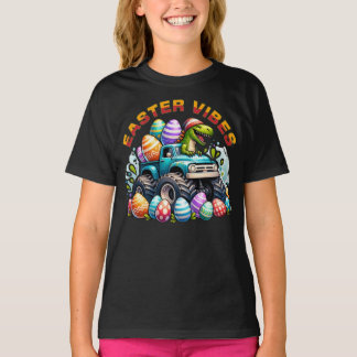 イースターエッグとモンスタートラックのイースタービーブスディノ Tシャツ