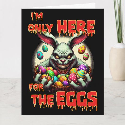 イースターエッグと不気味カラフルなイースターバニー サンキューカード (正面)