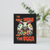 イースターエッグと不気味カラフルなイースターバニー ポストカード (スタンド正面)