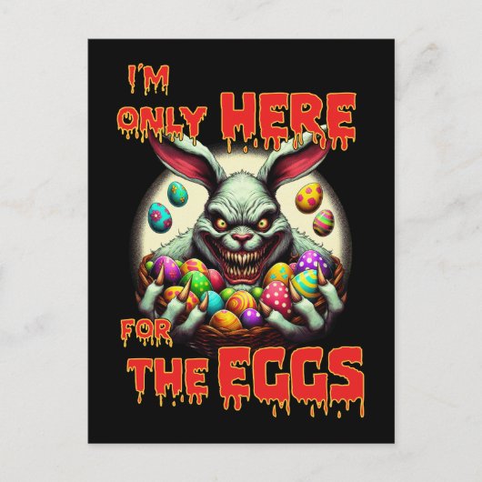 イースターエッグと不気味カラフルなイースターバニー ポストカード (正面)