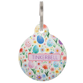 イースターエッグと優美な花 ペット　ネームタグ