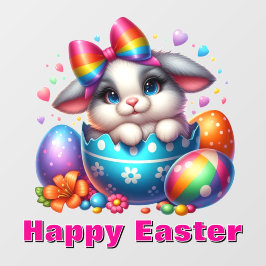 イースターエッグと卵殻カラフルのバニー ウィンドウサイン