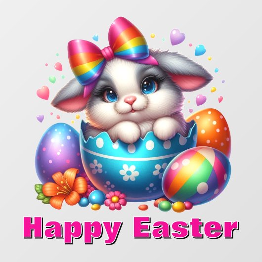 イースターエッグと卵殻カラフルのバニー ウィンドウサイン (シート)