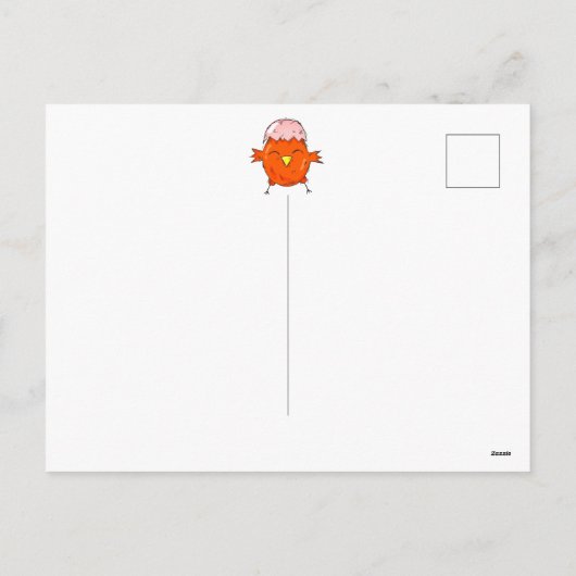 イースターエッグと可愛い雛ハートハッピーイースター シーズンポストカード (裏面)