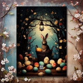 イースターエッグと春の花の可愛いバニー シーズンカード