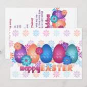 イースターエッグと春の花 招待状 (正面/裏面)