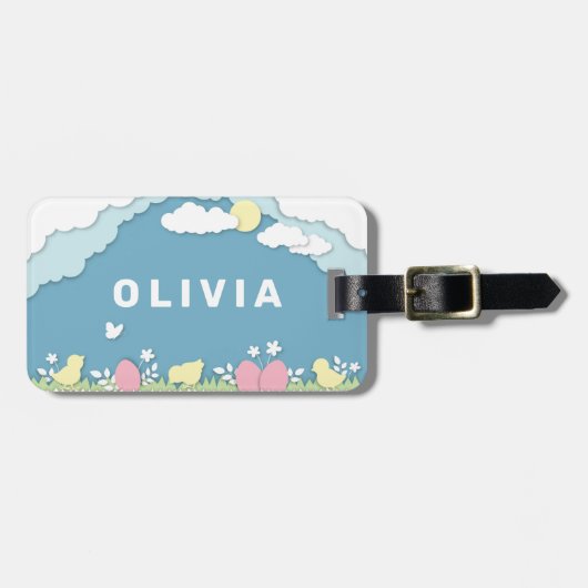 イースターエッグと春自然 ラゲッジタグ (正面横)