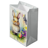 イースターエッグと水色イースターバニー ミディアムペーパーバッグ (正面アングル)