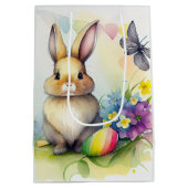 イースターエッグと水色イースターバニー ミディアムペーパーバッグ (裏面)