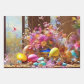 イースターエッグと花。011ラッピング紙シート ラッピングペーパーシート (正面2)