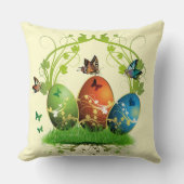 イースターエッグと蝶 クッション (正面)