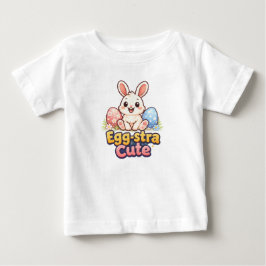イースターエッグと超かわいいうさぎのイラスト ベビーTシャツ