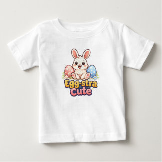 イースターエッグと超かわいいうさぎのイラスト ベビーTシャツ