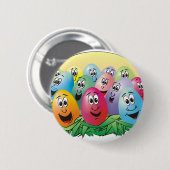 イースターエッグと顔の草原 缶バッジ (正面&裏面)