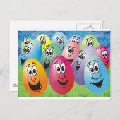 イースターエッグと顔 シーズンポストカード (正面/裏面)