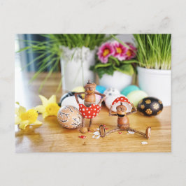 イースターエッグとacorn小人イースターポストカード ポストカード