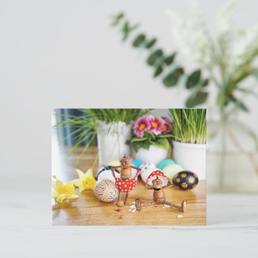 イースターエッグとacorn小人イースターポストカード ポストカード (スタンド正面)