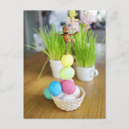 イースターエッグとacorn小人イースターポストカード ポストカード