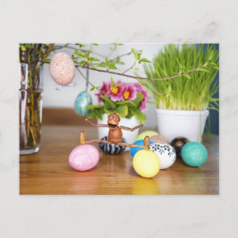 イースターエッグとacorn小人イースターポストカード ポストカード