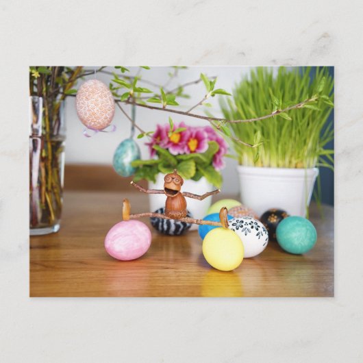イースターエッグとacorn小人イースターポストカード ポストカード (正面)