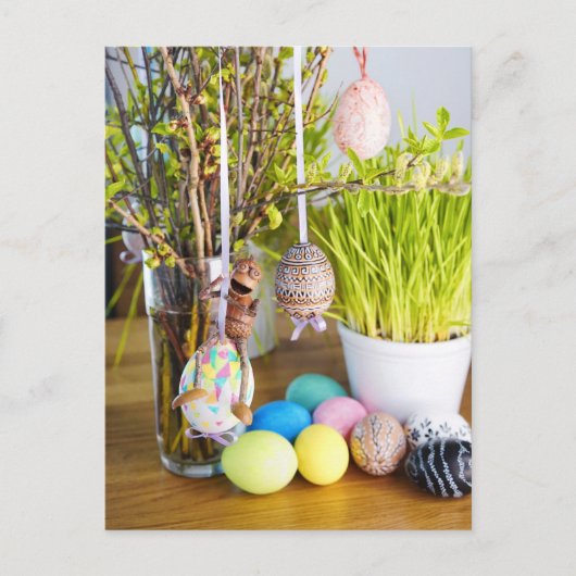 イースターエッグとacorn小人イースターポストカード ポストカード (正面)