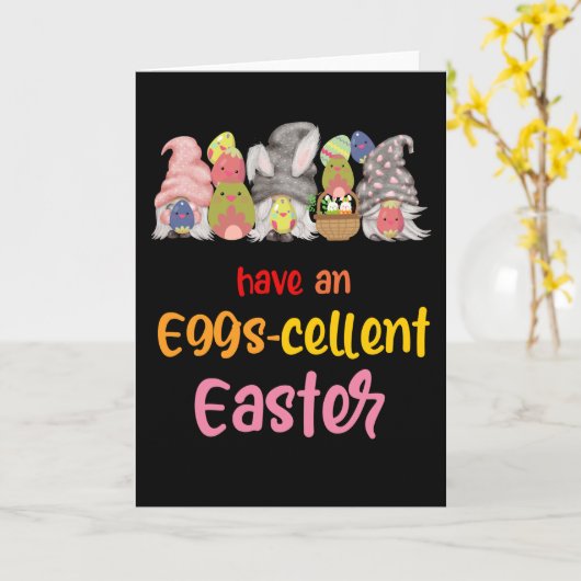 イースターエッグにぴったりなユーモアたっぷりのイースターおめでとう、ウサギのジョーク カード (黄色い花)