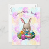イースターエッグによって囲まれるイースターのウサギ シーズンポストカード (正面/裏面)