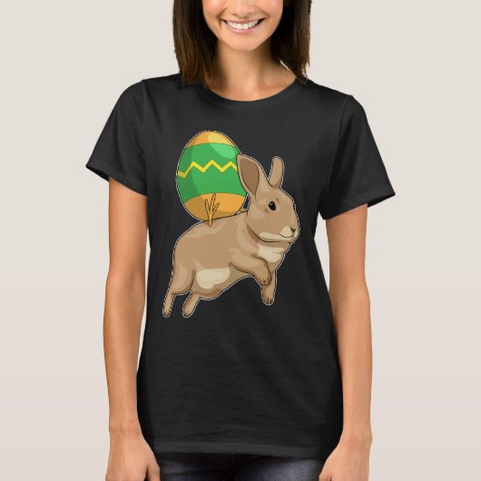 イースターエッグに乗るウサギ Tシャツ (正面)