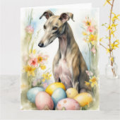 イースターエッグのあるグレイハウンド カード (黄色い花)
