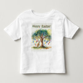 イースターエッグのあるユーカリの木の下のカンガルー トドラーTシャツ