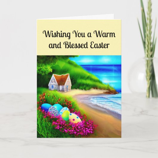 イースターエッグのある海岸の別荘 喜びと平穏 カード (正面)