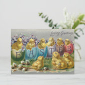 イースターエッグのかわいいヴィンテージチックスw/Violets シーズンカード (スタンド正面)