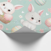 イースターエッグのかわいい小さなイースターバニー ラッピングペーパー (角)