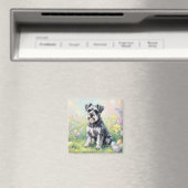 イースターエッグのそばの愛らしいシュナウザー マグネット (インサイチュ (食洗機))